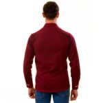 Dark Red with Checkered inside Slim Fit Designer Dress Shirt - tailored Cotton Shirts for Work - Image 5