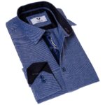 Blue Oxford with Navy inside Slim Fit Designer Dress Shirt - tailored Cotton Shirts for Work