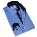 Sky Blue wih Floral inside Slim Fit Designer Dress Shirt - tailored Cotton Shirts for Work - Celino Corp.