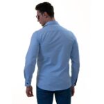 Sky Blue wih Floral inside Slim Fit Designer Dress Shirt - tailored Cotton Shirts for Work - Celino Corp.