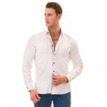 White with Floral inside Slim Fit Designer Dress Shirt - tailored Cotton Shirts for Work - Image 2
