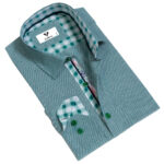 Green Multicolor Pattern Mens Slim Fit Designer Dress Shirt - tailored Cotton Shirts for Work