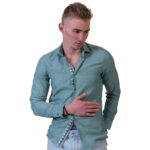 Green Multicolor Pattern Mens Slim Fit Designer Dress Shirt - tailored Cotton Shirts for Work - Image 2