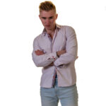 Pink Multicolor Pattern Mens Slim Fit Designer Dress Shirt - tailored Cotton Shirts for Work - Celino Corp.