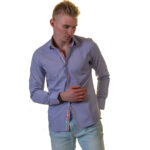 Purple Multicolor Pattern Mens Slim Fit Designer Dress Shirt - tailored Cotton Shirts for Work - Image 2