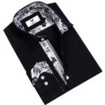 Dark Black Mens Slim Fit Designer Dress Shirt - tailored Cotton Shirts for Work