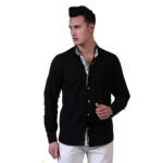Dark Black Mens Slim Fit Designer Dress Shirt - tailored Cotton Shirts for Work - Image 6