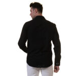 Dark Black Mens Slim Fit Designer Dress Shirt - tailored Cotton Shirts for Work - Image 4
