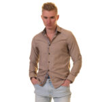 Brown Mens Slim Fit Designer Dress Shirt - tailored Cotton Shirts for Work - Image 2