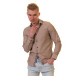 Brown Mens Slim Fit Designer Dress Shirt - tailored Cotton Shirts for Work - Image 3