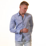 Blue Mens Slim Fit Designer Dress Shirt - tailored Cotton Shirts for Work - Image 4