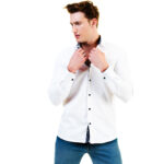 Solid White Mens Slim Fit Designer Dress Shirt - tailored Cotton Shirts for Work - Image 2