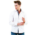 Solid White Mens Slim Fit Designer Dress Shirt - tailored Cotton Shirts for Work - Image 4