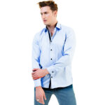 Light Blue Mens Slim Fit Designer Dress Shirt - tailored Cotton Shirts for Work - Image 3