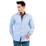 Light Blue Mens Slim Fit Designer Dress Shirt - tailored Cotton Shirts for Work - Image 4