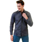 Solid Grey Mens Slim Fit Designer Dress Shirt - tailored Cotton Shirts for Work - Image 4