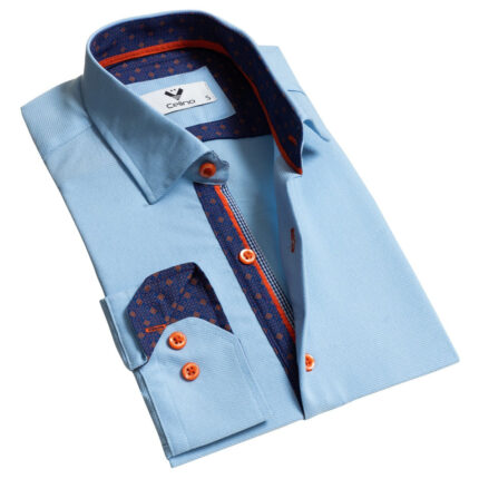 Cyan Color Mens Slim Fit Designer Dress Shirt - tailored Cotton Shirts for Work and Casual Wear - Celino Corp.