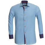Cyan Color Mens Slim Fit Designer Dress Shirt - tailored Cotton Shirts for Work and Casual Wear - Celino Corp.