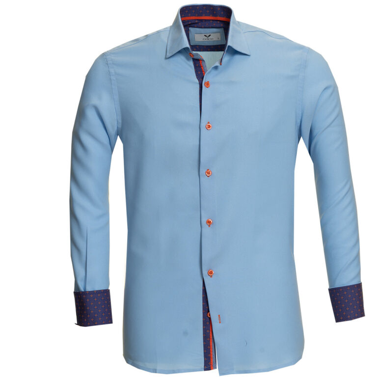 Cyan Color Mens Slim Fit Designer Dress Shirt - tailored Cotton Shirts for Work and Casual Wear - Celino Corp.
