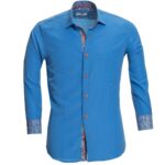 Blue Cotton Mens Slim Fit Designer Dress Shirt - tailored Cotton Shirts for Work and Casual Wear - Image 2