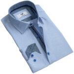 Blue Turquoise Mens Slim Fit Designer Dress Shirt - tailored Cotton Shirts for Work and Casual Wear
