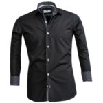 Black Mens Slim Fit Designer Dress Shirt - tailored Cotton Shirts for Work