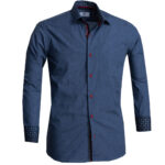 Blue Mens Slim Fit Designer Dress Shirt - tailored Cotton Shirts for Work and Casual - Image 2