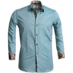 Green Mens Slim Fit Designer Dress Shirt - tailored Cotton Shirts for Work and Casual - Image 2