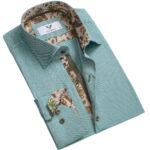 Green Mens Slim Fit Designer Dress Shirt - tailored Cotton Shirts for Work and Casual