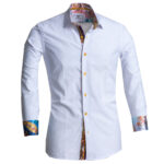 White Mens Slim Fit Designer Dress Shirt - tailored Cotton Shirts for Work and Casual - Celino Corp.