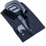 Blue Mens Slim Fit Designer Dress Shirt - tailored Cotton Shirts for Work and Casual - Celino Corp.