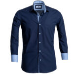 Blue Mens Slim Fit Designer Dress Shirt - tailored Cotton Shirts for Work and Casual - Celino Corp.