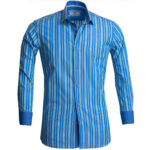 Blue Mens Slim Fit Designer Dress Shirt - tailored Cotton Shirts for Work and Casual - Image 2