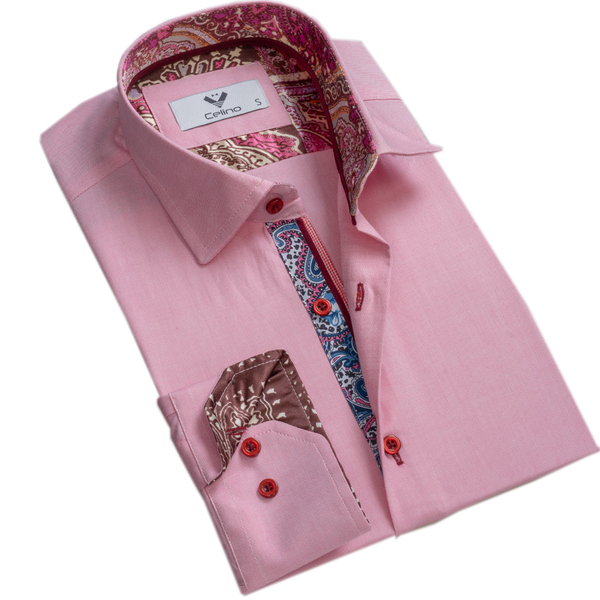 CEBD8128_1 Multicolor Pattern Mens Slim Fit Designer Dress Shirt - tailored Cotton Shirts for Work - Image 1