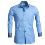 Blue Paisley Mens Slim Fit Designer Dress Shirt - tailored Cotton Shirts for Work and Casual Wear - Celino Corp.