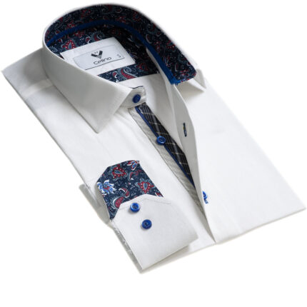Multicolor Pattern Mens Slim Fit Designer Dress Shirt - tailored Cotton Shirts for Work - Celino Corp.