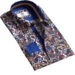 Colorful Paisley Mens Slim Fit Designer Dress Shirt - tailored Cotton Shirts for Work and Casual
