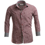 Burgundy Beige Mens Slim Fit Designer Dress Shirt - tailored Cotton Shirts for Work and Casual Wear - Image 2
