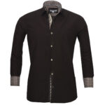 Black With Check Mens Slim Fit Designer Dress Shirt - tailored Cotton Shirts for Work and Casual - Image 2
