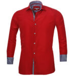 Red Pattern Mens Slim Fit Designer Dress Shirt - tailored Cotton Shirts for Work - Image 2