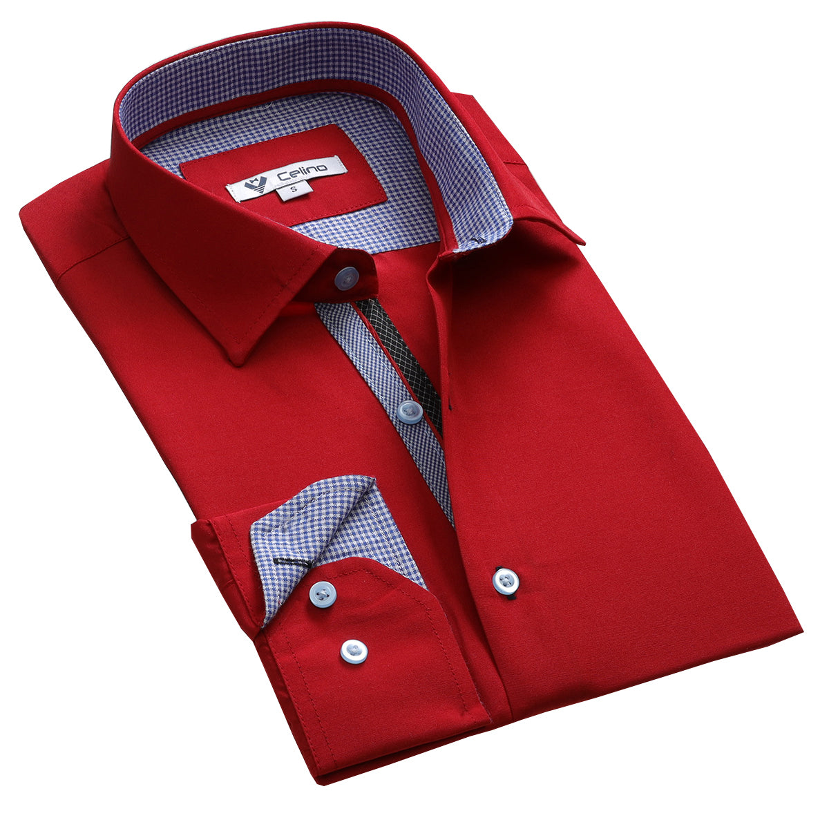 CEBD8355_2 Red Pattern Mens Slim Fit Designer Dress Shirt - tailored Cotton Shirts for Work - Image 1