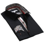 Black Paisley Mens Slim Fit Designer Dress Shirt - tailored Cotton Shirts for Work and Casual Wear - Celino Corp.