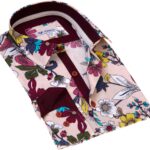 Cream Colorful Floral Mens Slim Fit Designer Dress Shirt - tailored Cotton Shirts for Work and - Celino Corp.