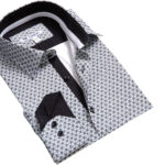 Black and White Mens Slim Fit Designer Dress Shirt - tailored Cotton Shirts for Work and Casual Wear