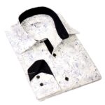 Blue Floral Mens Slim Fit Designer Dress Shirt - tailored Cotton Shirts for Work and Casual Wear