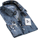 Blue Multi Color Mens Slim Fit Designer Dress Shirt - tailored Cotton Shirts for Work and Casual