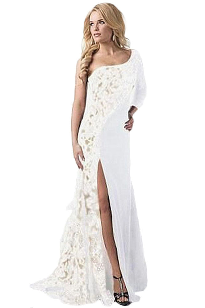 Women Cocktail Party Dress Formal Wedding Bridesmaid Long Ball Prom White Gown - Celino Corp.