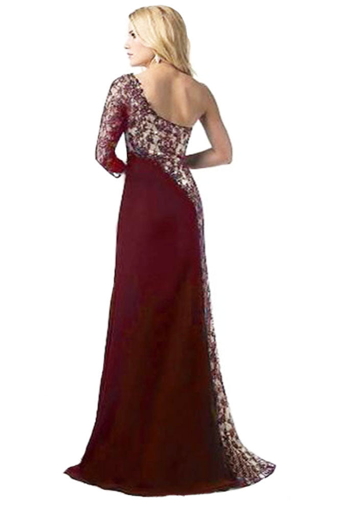 Women Cocktail Party Dress Formal Wedding Bridesmaid Long Burgandy Floral Gown - Celino Corp.