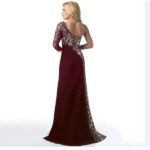 Women Cocktail Party Dress Formal Wedding Bridesmaid Long Burgandy Floral Gown - Celino Corp.