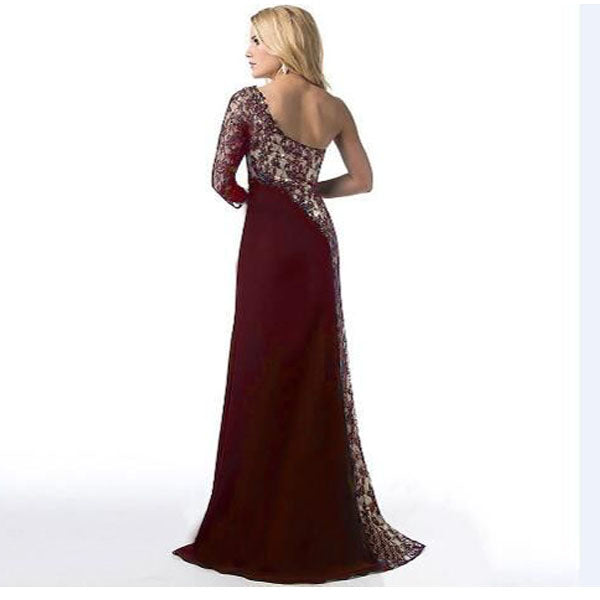 Women Cocktail Party Dress Formal Wedding Bridesmaid Long Burgandy Floral Gown - Celino Corp.